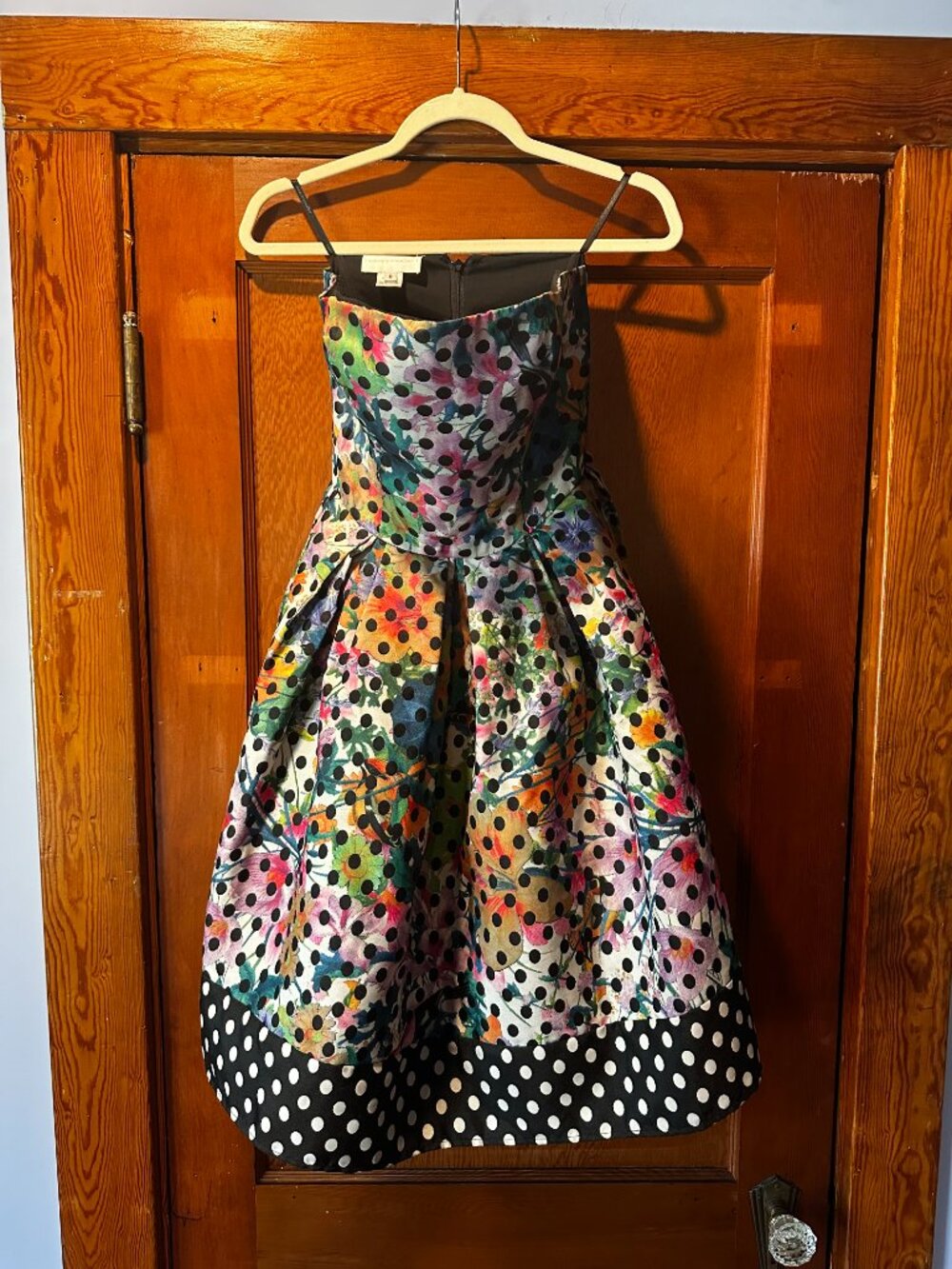 Corey Lynn Calter Strapless Multicolor Polka Dot Floral Party Dress